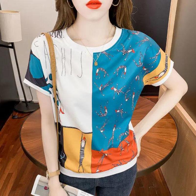 Women's Summer T-Shirt Loose Round Neck Short Sleeve Casual Top