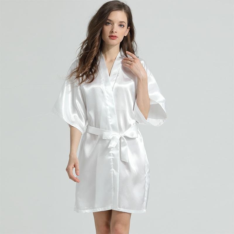 Spring and Autumn Sexy Bathrobe Nightgown Summer Simulation Silk Thin Silk Pajamas