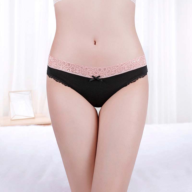 6 Pieces/set of Pure Cotton Underwear Women T-back Sexy Fashion Large Size Lace Solid Color Underwear