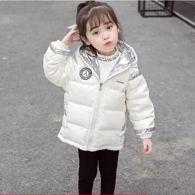 Girls' Down Jacket Short Thick White Duck Down Color Matching Warm Jacket