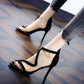 European and American Sequins Open Toe Zipper Color Matching Party Dress Shoes Summer Stiletto Sandals Female High Heels