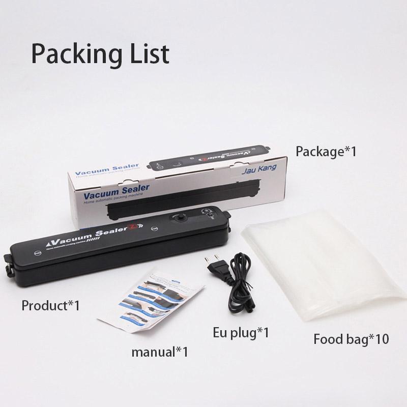 Household Food Vacuum Sealer Food Packaging Machine Film Sealer EU Plug Vacuum Packer with 10pcs Food Vacuum Bags Kichen Tool