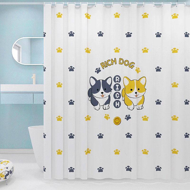 Bathroom Partition Shower Curtain Dry and Wet Separation Waterproof and Mildew-proof Shower Curtain