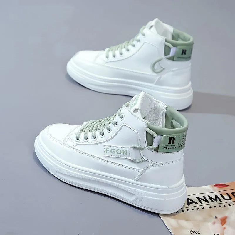 Genuine Leather High-top Shoes Women's Shoes Korean Version of All-match Casual Shoes Sports Shoes Autumn and Spring Single shoes