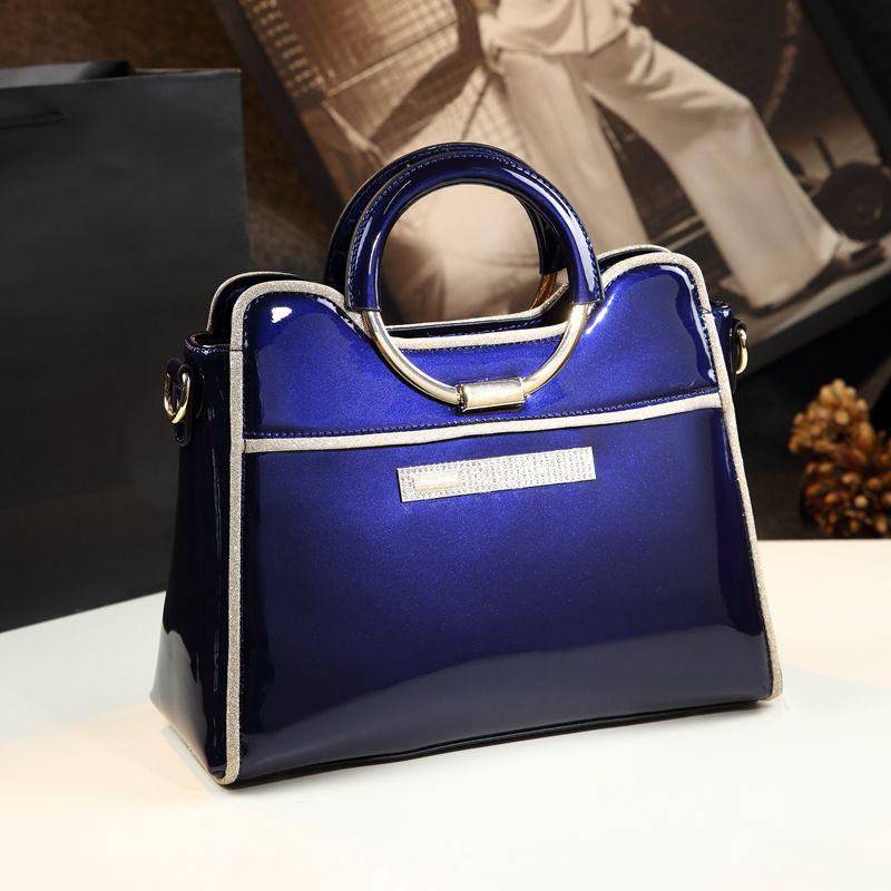 Luxury Handbags Patent Leather Messenger Bag Simple Box Shoulder Handbag Ladies Office Work Totes