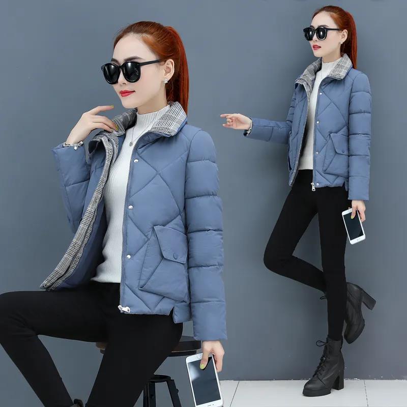 Winter Short Ladies Down Jacket Korean Fashion Loose Thick Cotton Stand Collar Jacket