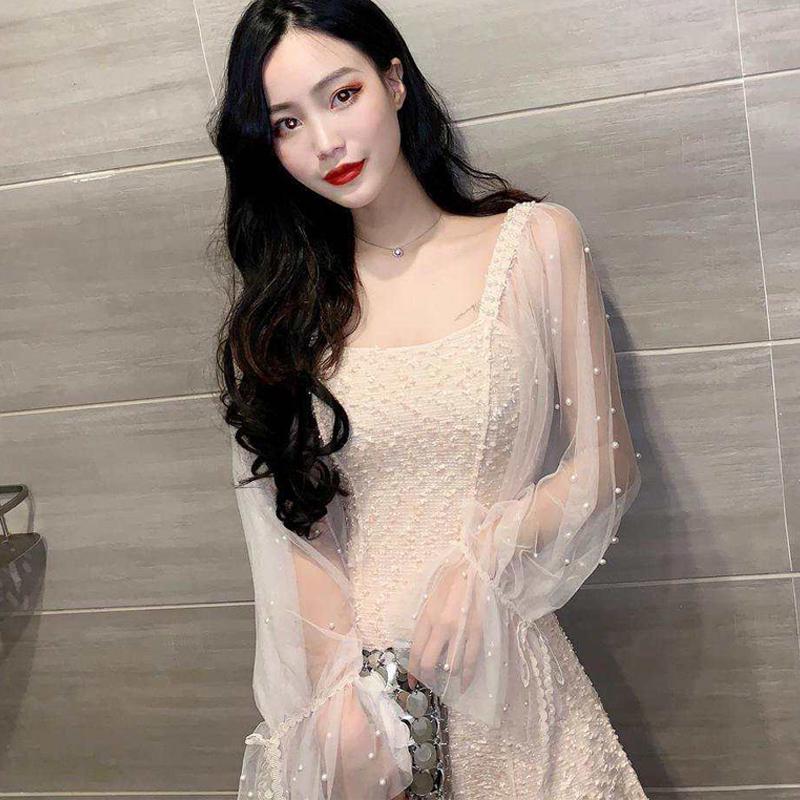 Sexy Dress Women Long Lantern Sleeve Dresses Dots Female Luxury Slim Evening Party Dress Vestidos