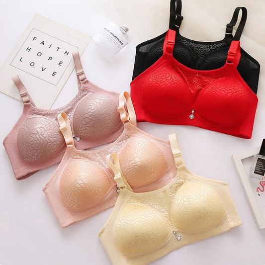 Women's Plus Size Thin Underwear Anti-sagging Gather No Steel Ring Bra