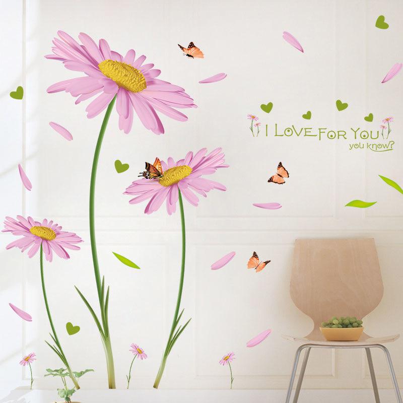 [sticker ]Large Size Flower Butterfly Wall Stickers Home Decor Living Room Bedroom Kitchen Children