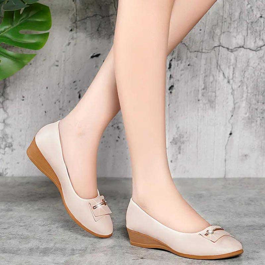 Peas Shoes Women's Spring and Autumn Flat Shoes Wedge Mother Shoes Slip-on Shoes