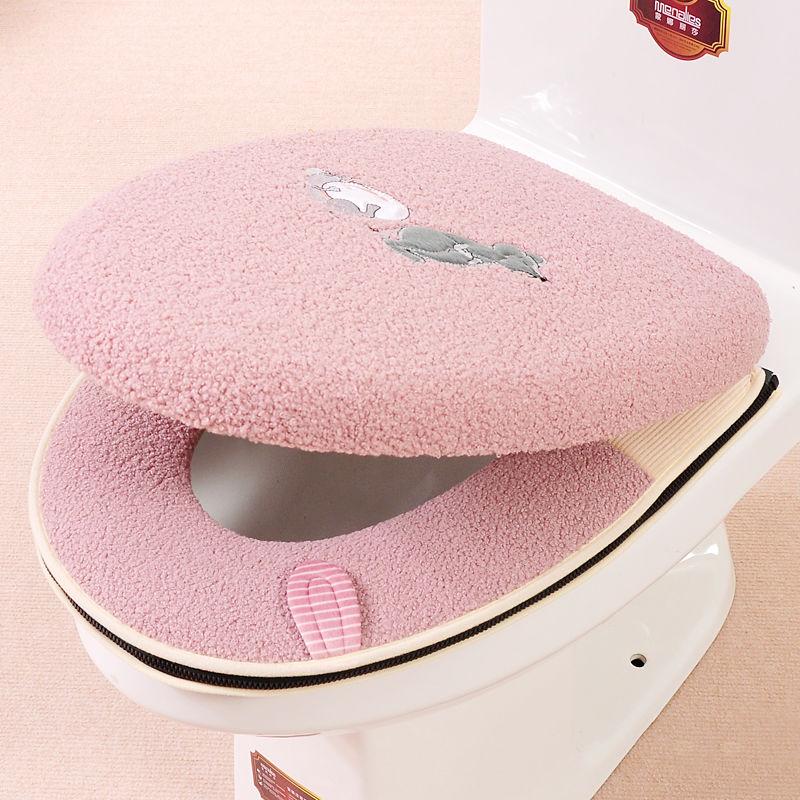 Toilet Cushion Household Set Toilet Cushion Two-piece Set Universal Toilet Cushion Cushion Zipper Toilet Cover Two-piece Set