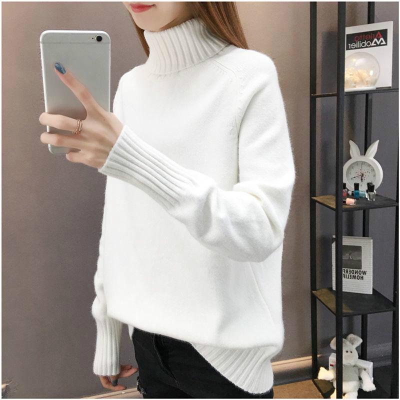 Warm Sweater High Neck Sweater Female Loose Long Sleeve Sweater Autumn and Winter Thickening