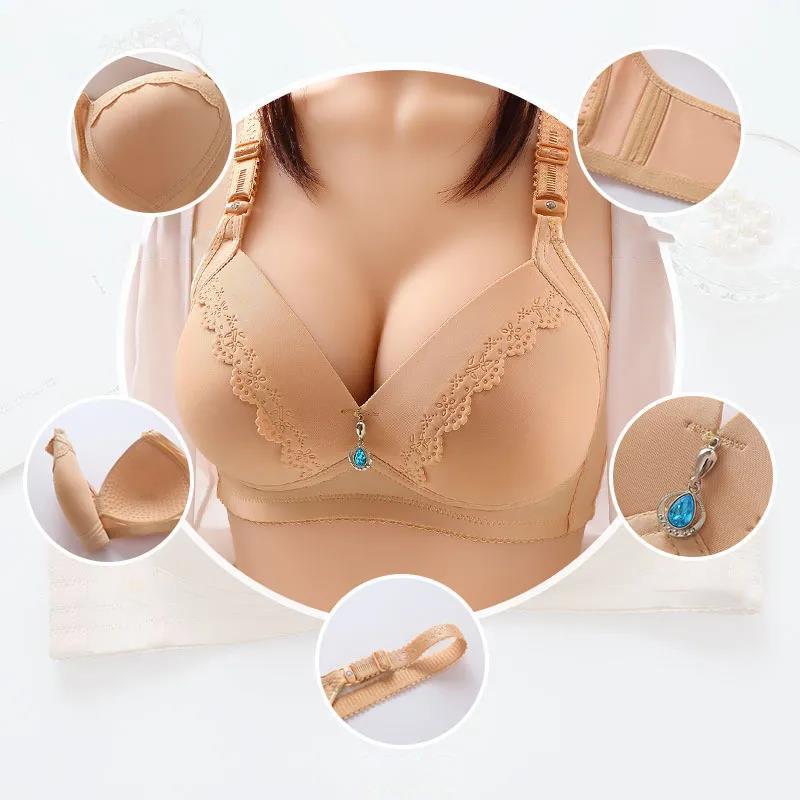 High-quality Large-size Anti-sagging Breast-receiving Ladies' Bra Gather Type Non-wire Non-magnetic Underwear Bra