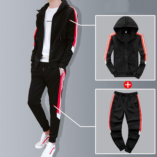 Set Large Size Hoodie Spring and Autumn Men's Clothing 2pcs Set Trend Long Sleeve Sweatshirt