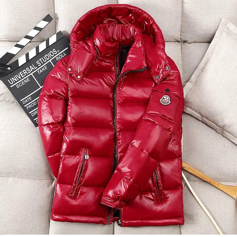 Pure Color Shiny Down Coat Winter Men Down Jacket Thick Warm Jacket White Duck  Down Padded Coat