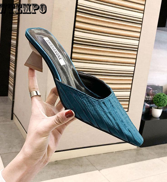 Pointed Women's Shoes Half Slippers Wear Thick with Slippers