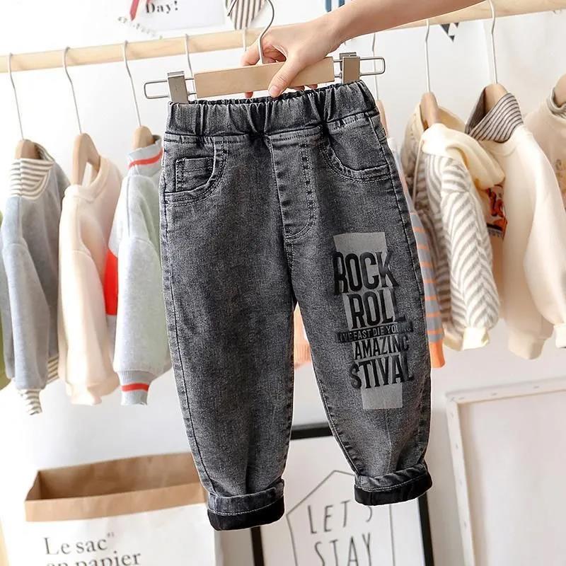 Kids' Pants Summer Jeans Korean Embroidery Print Letter Loose Boys' and Girls' Jeans Pants Pants Casual Pants