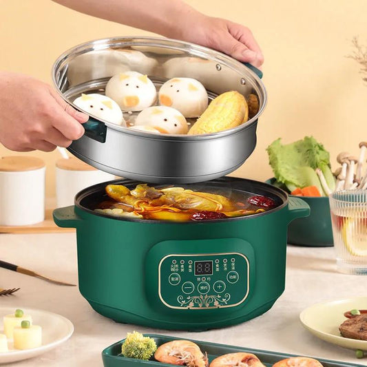 800W Smart Electric Heat Pot Set 22cm Boiling Soup Pot Non-stick Cookware Frying Pan for One Person