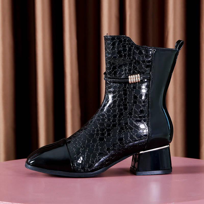 Autumn Winter Boots Fashion Sexy Thick Heel Martin Boots Ankle Boots High-heeled Pointed Shoes