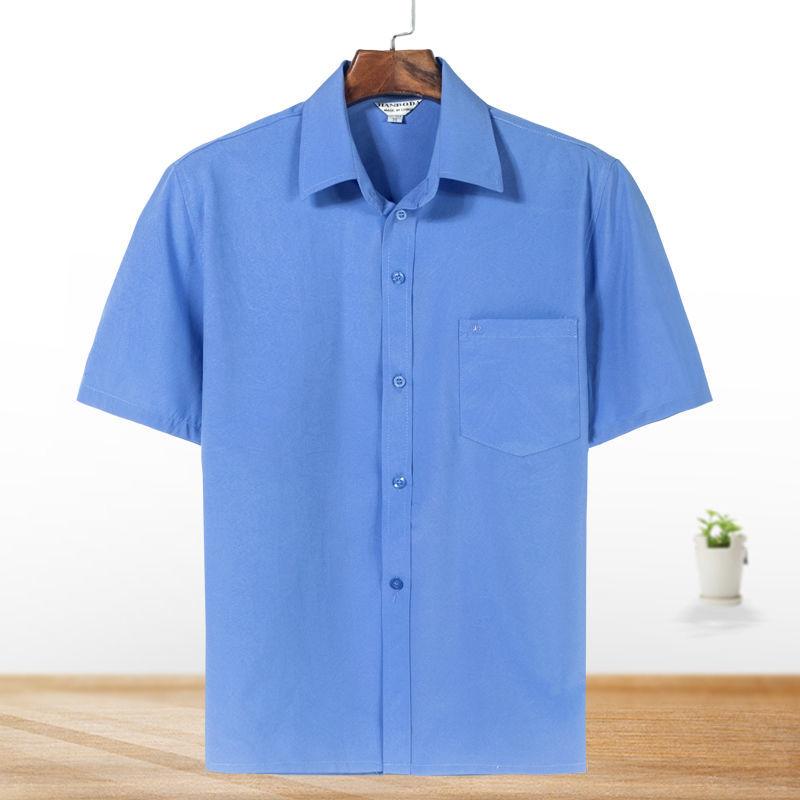 Middle-aged and Elderly Men's Shirts, Summer Thin Short-sleeved Dad Shirts, Solid Color Ice Silk Shirts for The Elderly