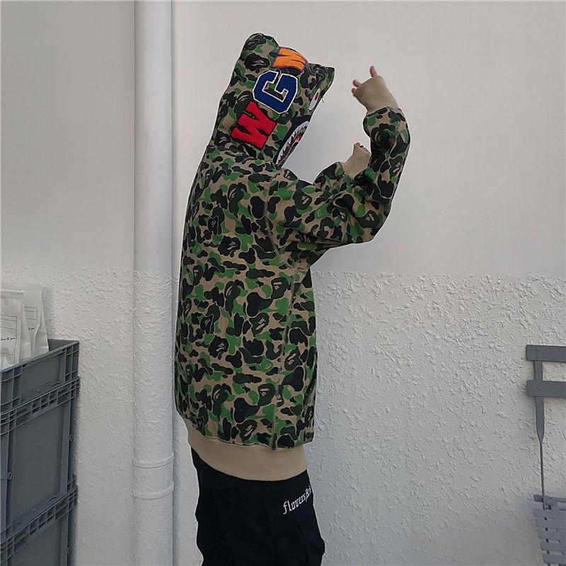 Sweater Loose Camouflage Shark Autumn Couple Coat Jacket Women