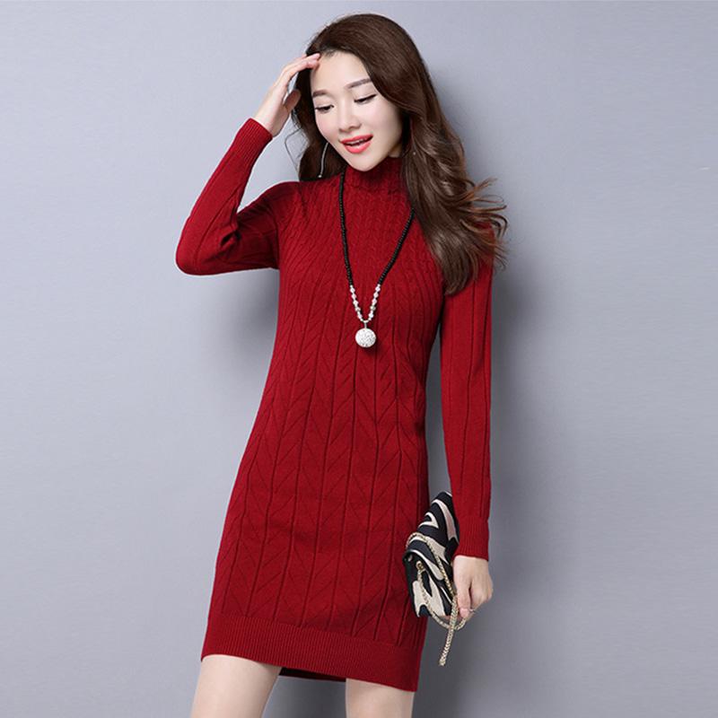 Large Size  Cashmere R Female Long  Thin High Collar Sweater Warm Thickening