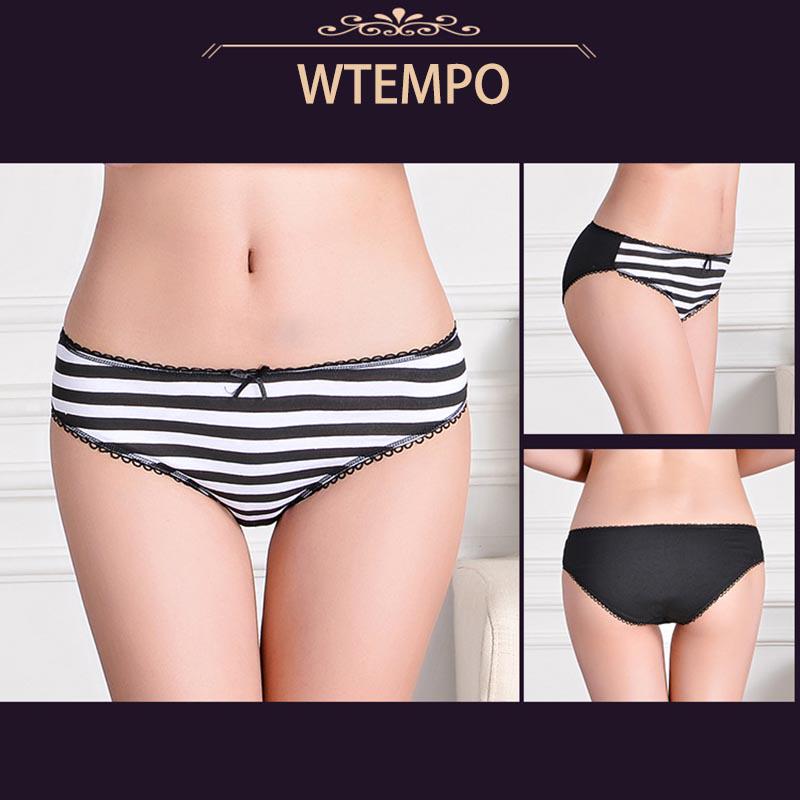 Top Women Cotton Brief Underwear Striped Plus size Panties Breathable Girl's Underpants 6 Pcs/lot