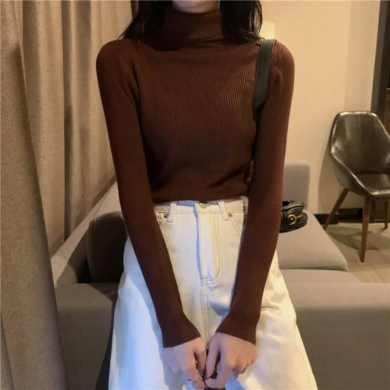 Turtleneck Sweaters Women Autumn Winter High Neck Pullover Sweaters Knitted Jumpers Solid Casual Slim Long Sleeve Basic Tops