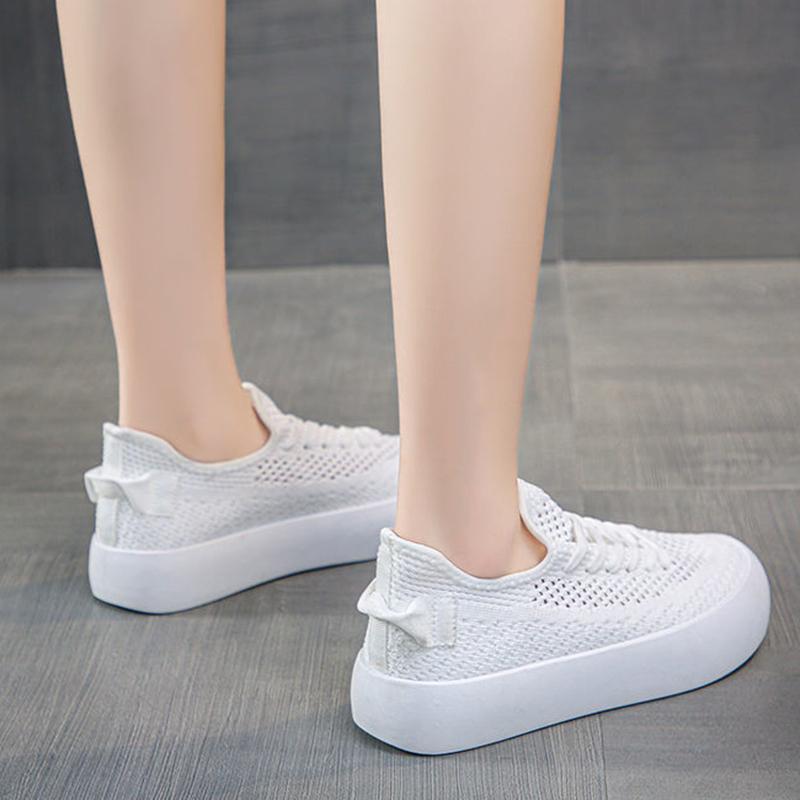 Little White Shoes Female Summer Hollow Lace Mesh Yarn Lace Mesh All-match Breathable Thick-soled Women's Shoes