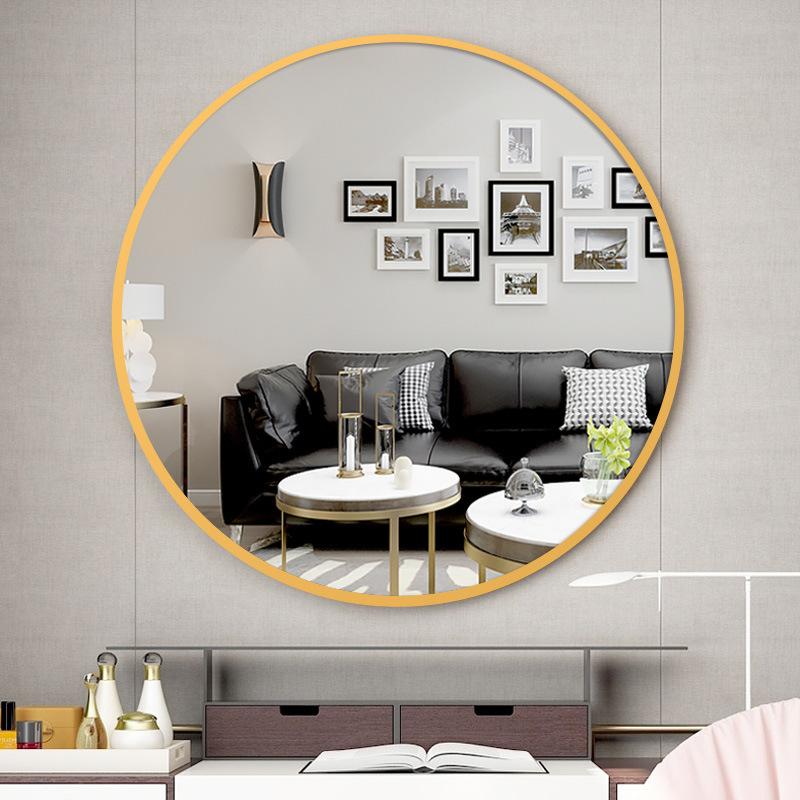 Bathroom Aluminum Mirror Bathroom Wall-mounted Makeup Mirror Round Hotel Room Mirror Nordic Style Mirror