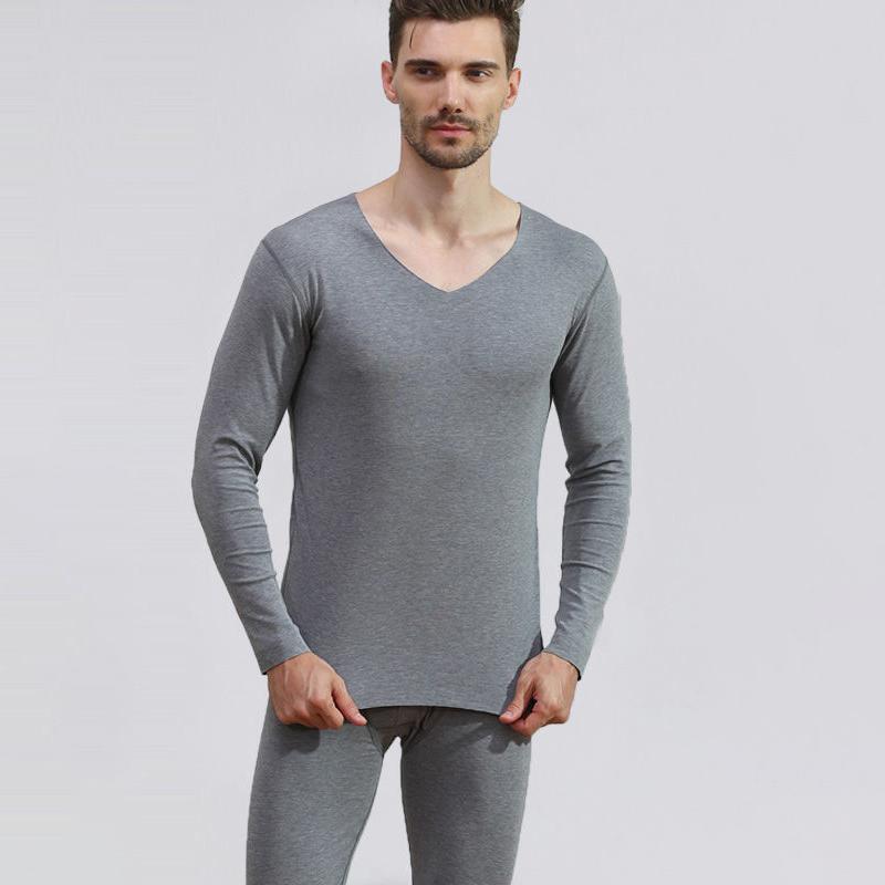 Men Winter Thermal Underwear O-neck Autumn Clothes Tight Suit Thicken Windproof Comfortable Soft Lining Long Sleeve Wearable Versatile Spring Pajamas