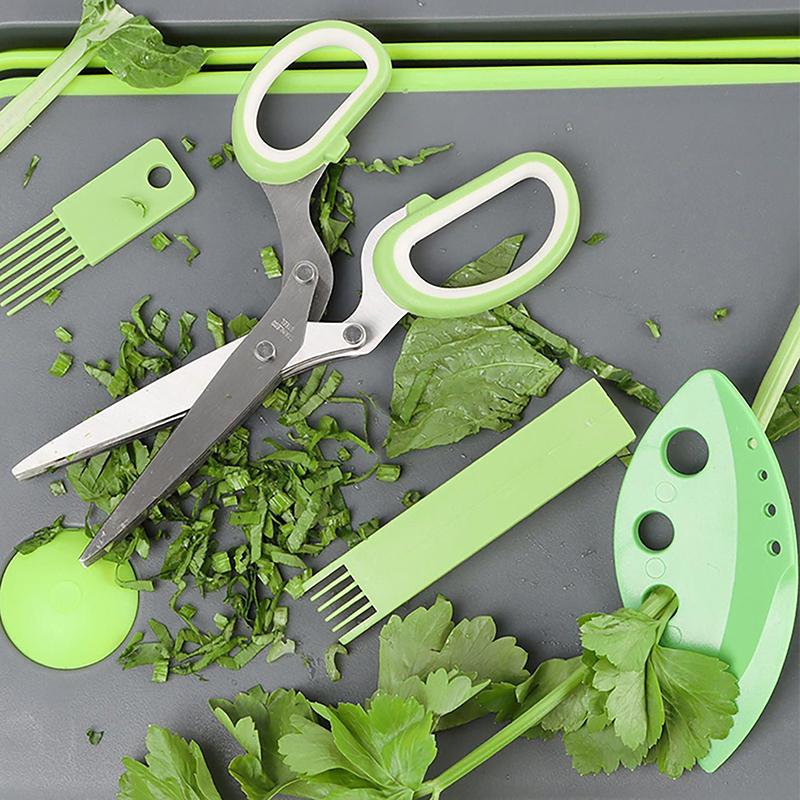 5-Leaf Vegetable Scissors Stainless Steel Food Scissors Multi-function Kitchen Supplies Heavy Sharp Scissors