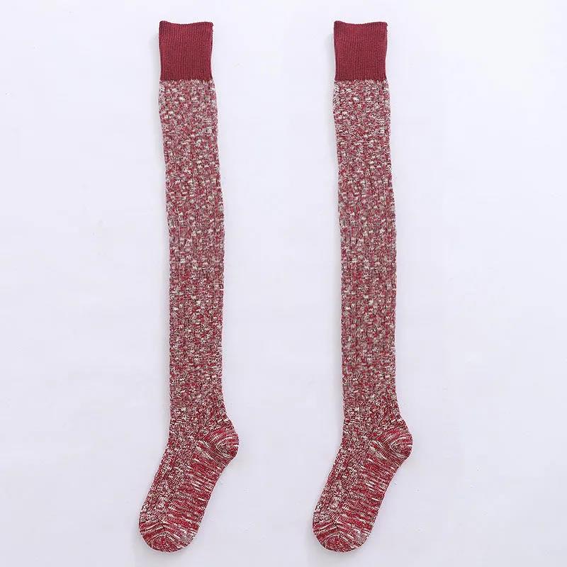 Over The Knee Paddler Female Thickened Plus Legs Student Thick Wool Knit Autumn and Winter Warm High Tube Thigh Socks