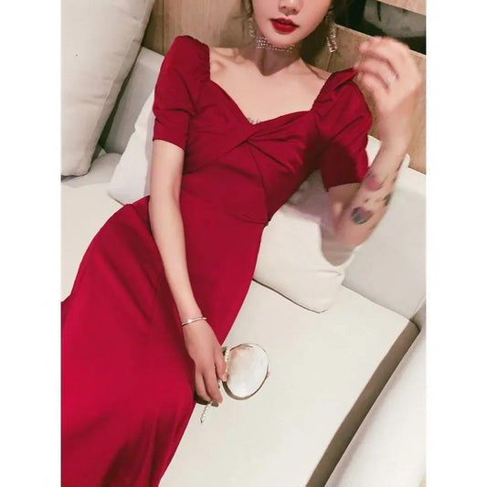 Evening Dresses Elegant V-Neck Ruffles Chiffon Formal Evening Gown Robe Fiesta Dress for Wedding Party