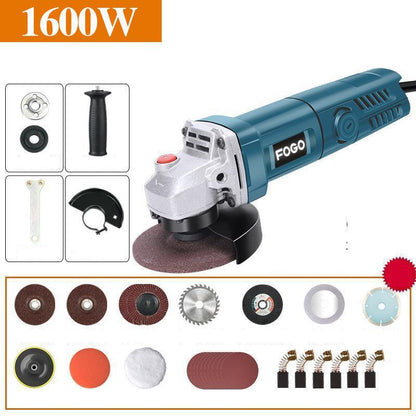 1600W Blue Knight Home Angle Grinder Deluxe Set Handheld Polisher Cutter Multi-function Electric Grinder