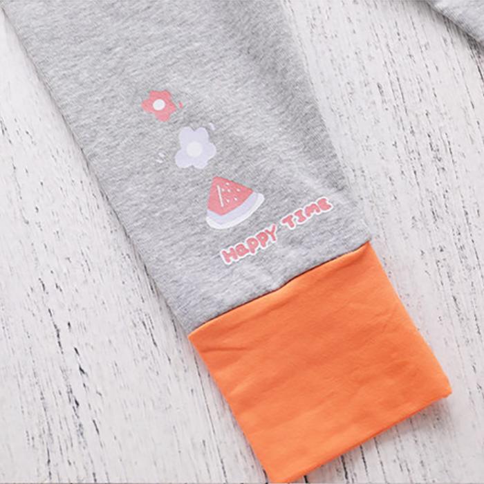 Children's Suit Summer Light Girls' Casual Wear Printed Rabbit Fruit Splicing T Shirt Elastic Leggings Two Piece Set