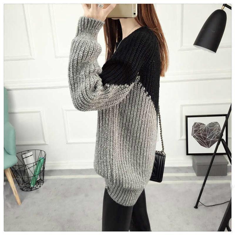 Autumn and Winter Solid Color Long-sleeved Large Size Cashmere Sweater Round Neck Sweater Female