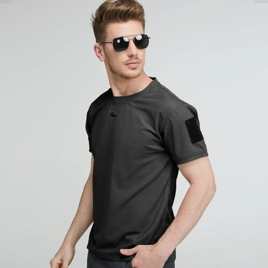 Short-sleeved Round-neck Tactical T-shirt Men's Outdoor Half-sleeved Shirt Army Fans Summer Lapel Short-sleeved Quick-drying Breathable