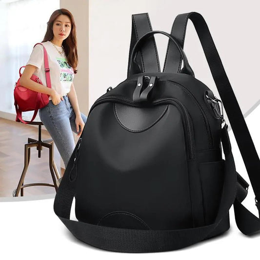 High-capacity Black Red Casual Large Capacity Simple Women's Multi-layer Canvas Backpack Travel Shopping Student Schoolbag