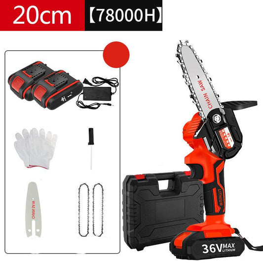 36V Electric Chain Saw Set Cordless Pruning Saw 20cm Handheld Logging Saw  with 2 Batteries and Tool Box