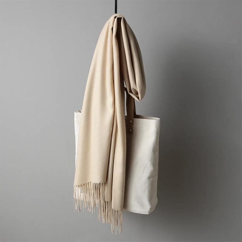 Women's Oversized Scarf Warm Tassel Shawl Solid Color Imitation Cashmere Thickened Dual-use Winter