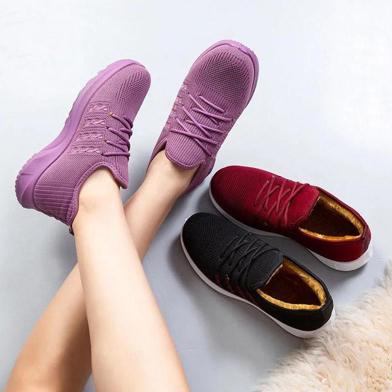 Cotton Shoes Ladies Winter Plus Velvet Warm Casual Sports Shoes Soft Bottom Non-slip All-match Middle-aged and Elderly Cotton Boots