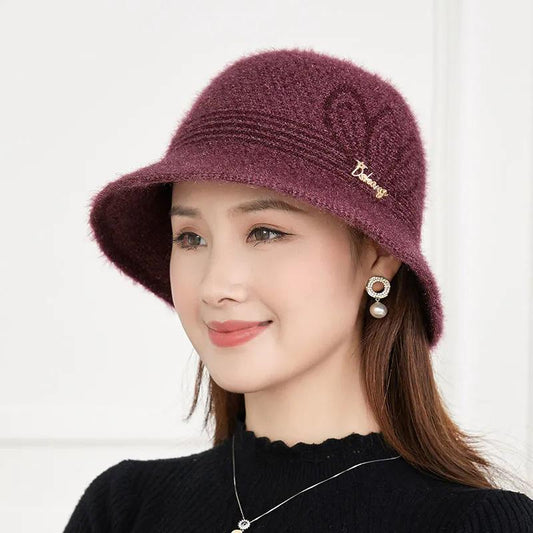 Women's Elegant Vintage Hat All-match Embroidery Floral Mother Hat Fisherman Hat Female Solid Color Warm Hat Berets Kepi Ladies Top Hat