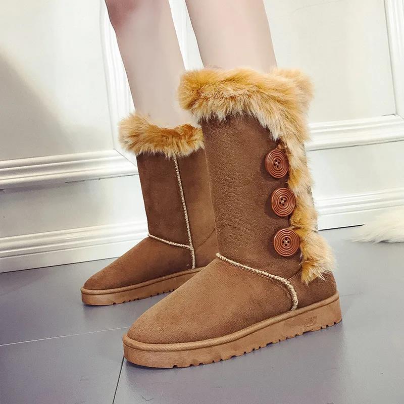 Fashion Short-Tube Snow Boots Women's Shoes Booties Rabbit Ears Rhinestone Non-Slip Wear-Resistant Plus Velvet Thickening Winter Warm