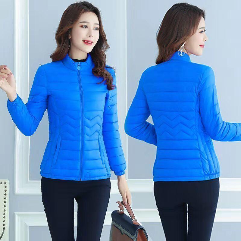 Women's Shiny Short Down Jacket Winter Korean Style Loose Quilted Jacket Casual Stand-collar Padded Jacket