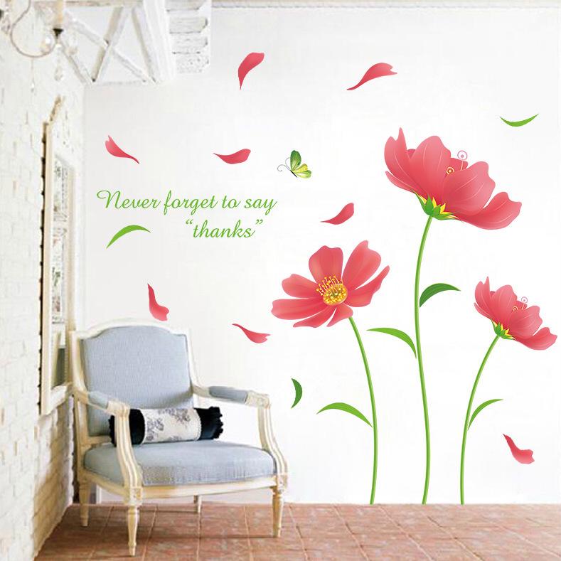 Beautiful mulberry flower living room bedroom wall decoration removable wall stickers