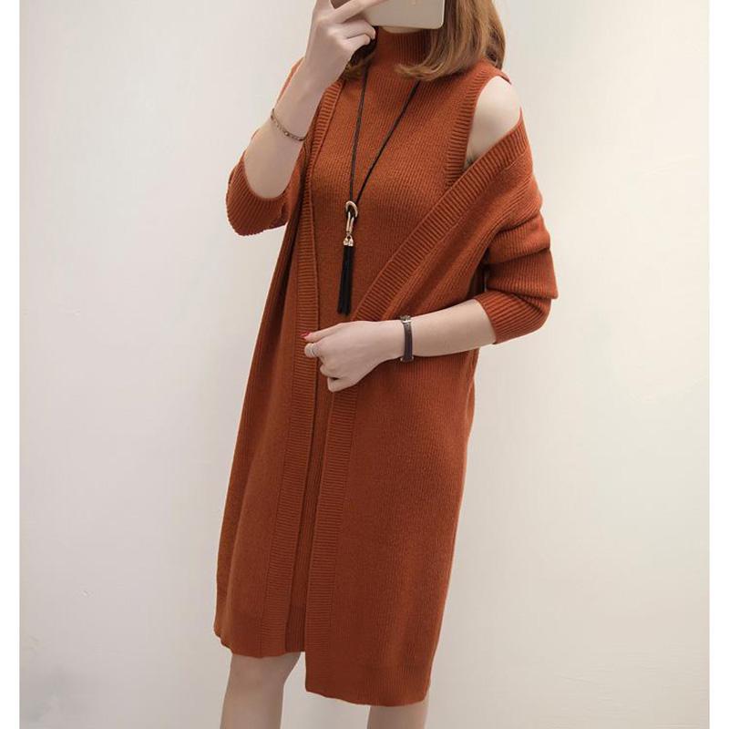 Autumn and Winter Fashion Casual Coat Loose Long-sleeved Sweater Mid-length Cardigan