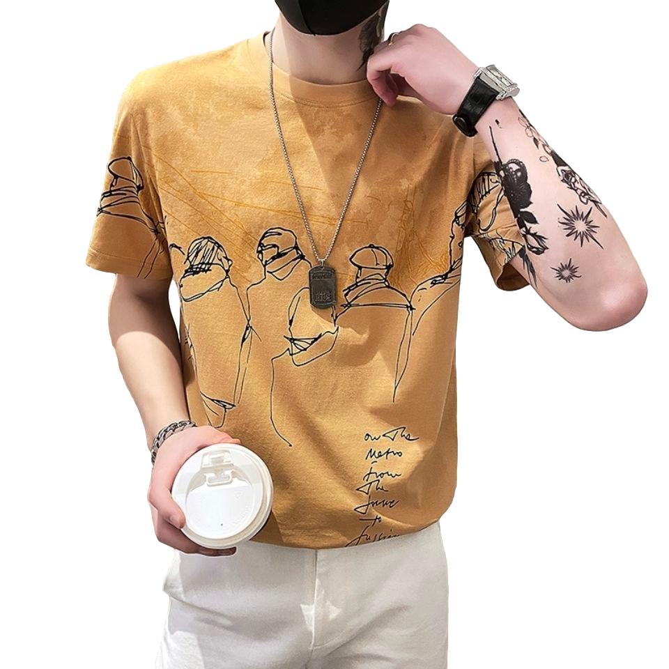 Men's Summer Short-sleeved T-shirt Male Printing Loose Wild Half-sleeved Ins T-shirt Top