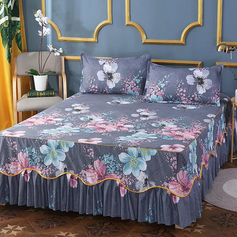 Bedroom Household Single-piece Sanding Bed Skirt Korean Version of One-piece Bed Skirt Bed Cover Simmons Protective Cover Can Not Afford The Ball