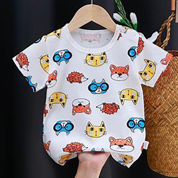 Summer Kids Cute Printing T Shirts Short Sleeve Tops Korean Style O-neck Loose T Shirts For Children Girls and Boys